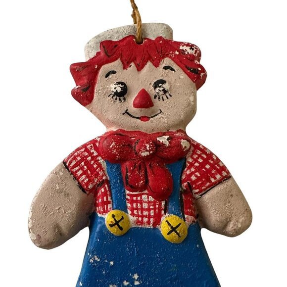 Vintage Retro 1972 Raggedy Andy Hand Painted Ceramic Christmas Ornament 4" tall - Picture 3 of 7